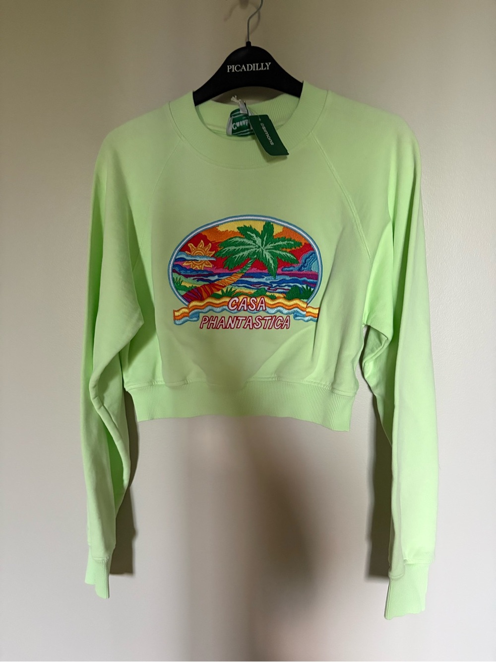 NWT- Casablanca Phantastica Lime Cropped Sweatshirt xsmall